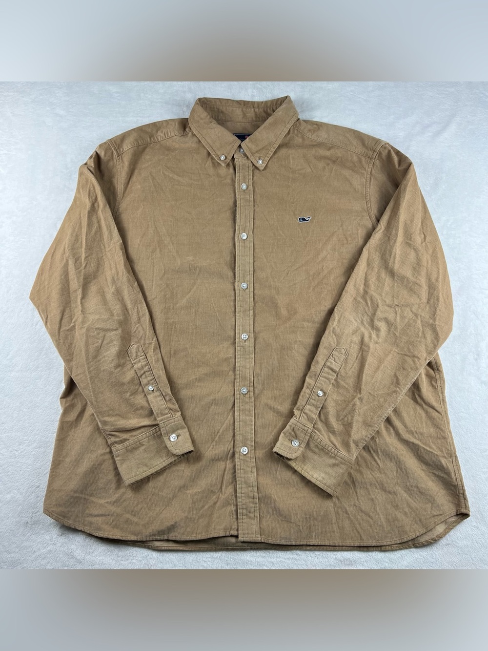 Vineyard Vines Classic Fit Whale Shirt Mens 2XL Khaki Corduroy Long Sleeve